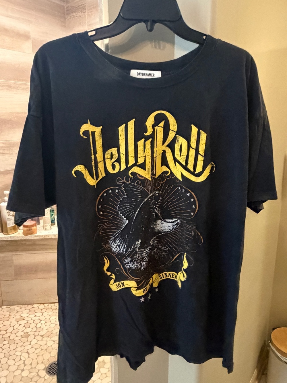 Daydreamer Black Graphic Tee with Yellow 'Jelly Roll' Script
